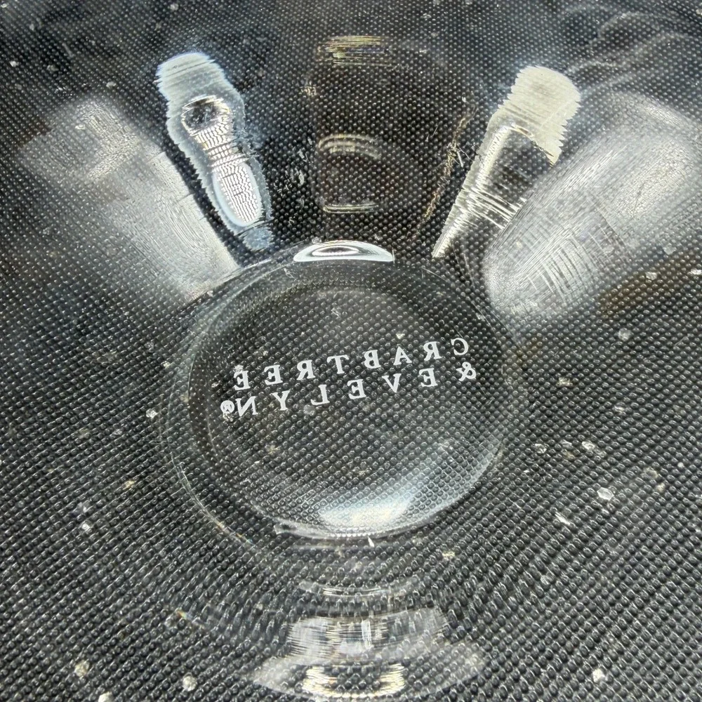 Crabtree & Evelyn Clear Glass Flared Vanity Dish Trinket Bowl 6 Inch Container